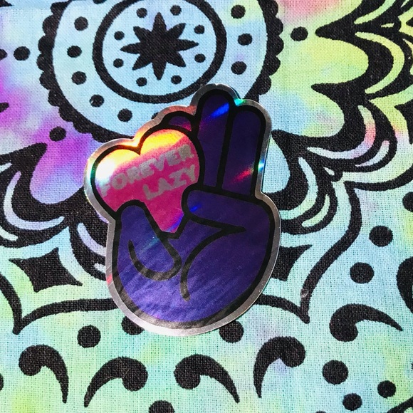 Forever Lazy Metallic Prismatic Reflective Single Decor Sticker - Picture 3 of 15